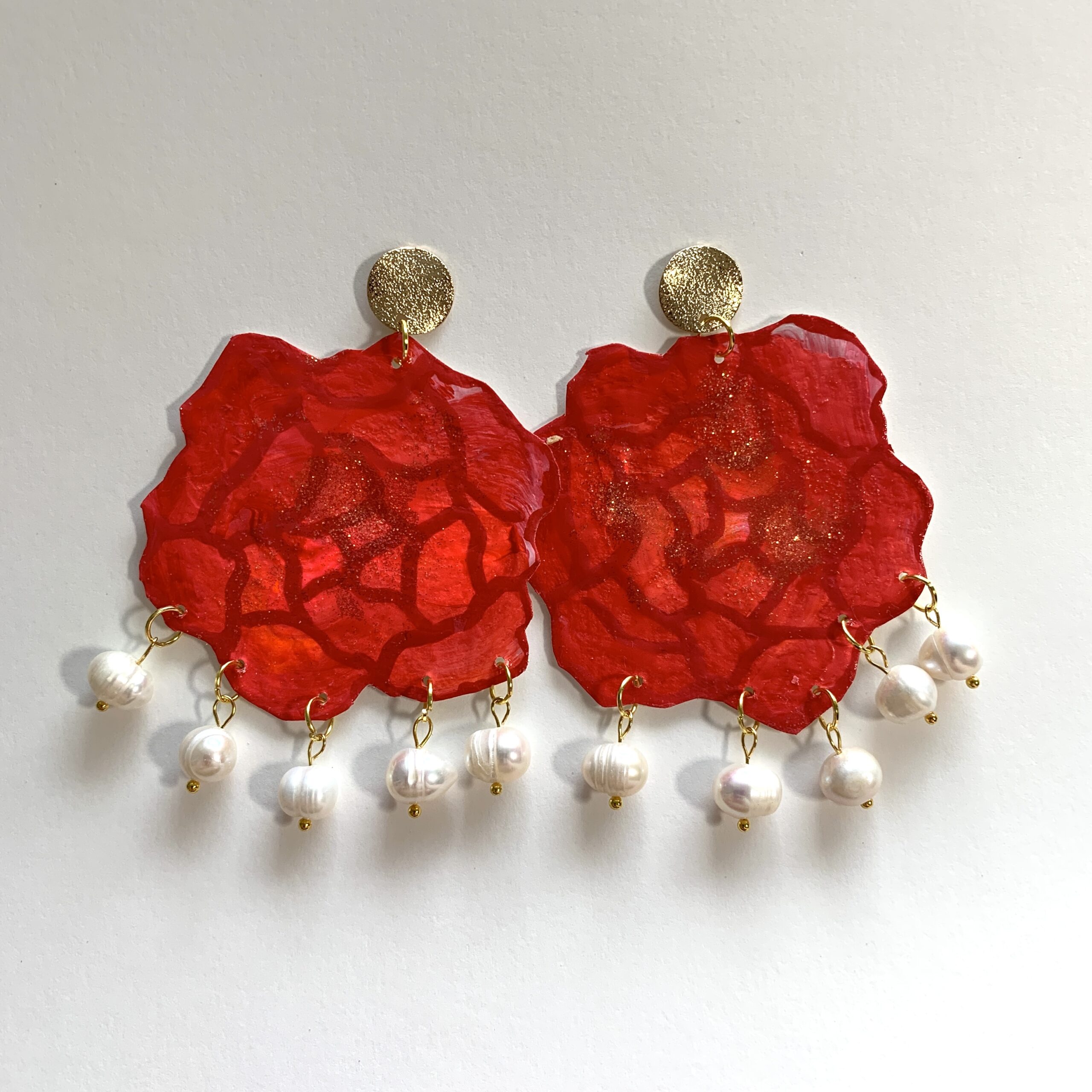 EARRINGS RED ROSE